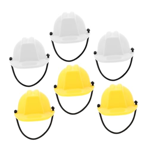 GALPADA 6 Stück Miniatur Sicherheitshelm Modell Kreativer Bauarbeiter Helm für Puppen Dekoration Weiße und Gelbe Mini Harthelme für Partys Bastelprojekte von GALPADA