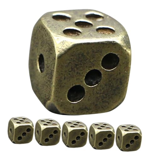 GALPADA 6 Stück Retro -würfel Party Spiel Tragbare Metall -würfe Messing GALPADA 6 Stück Retro -würfel Party Spiel Tragbare Metall -würfe Messing von GALPADA