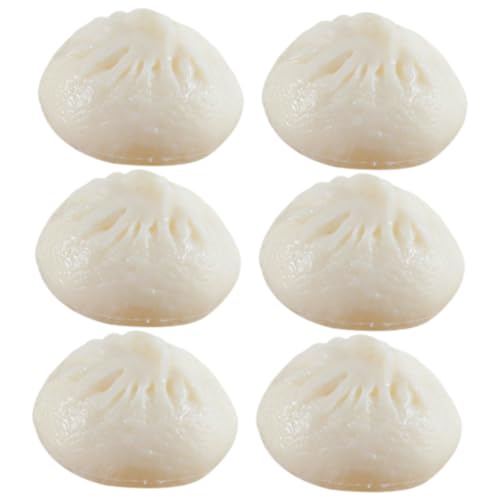 GALPADA 6 Stück Simulierte Brötchen Simulation gedämpftes gefülltes Brötchen künstliches Dampfbrötchen Restaurant-Display-Requisite Küchensimulation gedämpftes Brötchendekor PVC Weiß von GALPADA