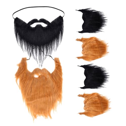 GALPADA 6 Stück Teiliges Fake Beard für Männer Realistisch Wirkende Künstliche aus Ultrafeinen Fasern Leicht und Komfortabel für Halloween Kostüm und Cosplay Partys Schwarz und Braun von GALPADA