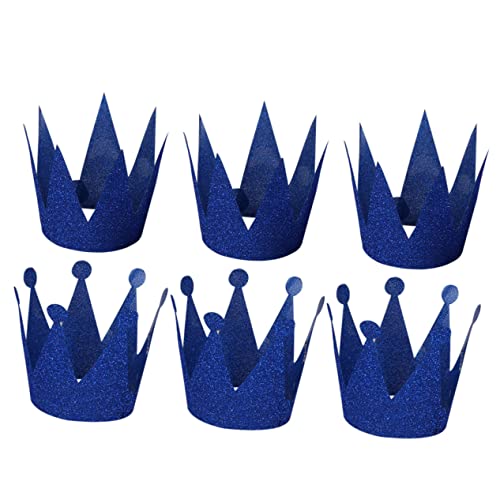 GALPADA 6 Stück Teiliges Geburtstagshut PVC Glitzer Kronen in Blau Wendbare Partyhüte für Jungen und Mädchen Dekorative Geburtstagsaccessoires für Familienfeier und Fotospaß von GALPADA