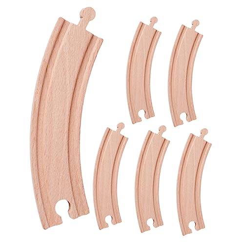 GALPADA 6 Stück Teiliges Holzspielzeug Bahn Erweiterungsset für Bauen Sie Ihre Eigene Holzeisenbahn mit Flexiblen Gleisen Gebogen für Kreatives und Motorische Fähigkeiten von GALPADA