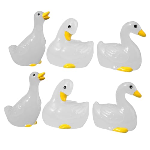 GALPADA 6 Stück Teiliges Leuchtende Miniatur Entenfiguren aus Resin Fluoreszierende Kleine Tierfiguren für Micro Gärten Tisch und Pflanzen Dekoration für Kindergeburtstag und Mini von GALPADA