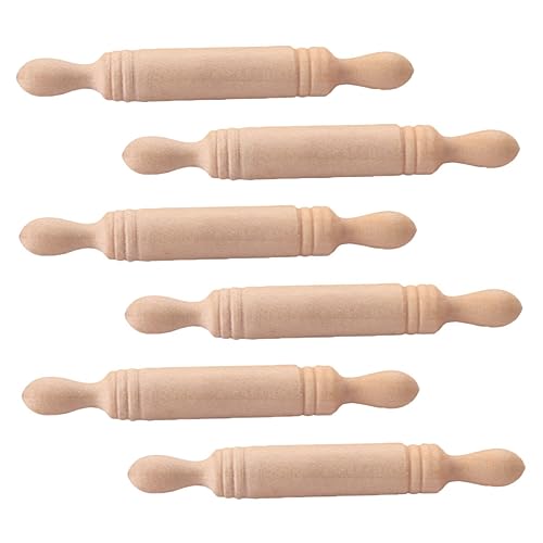 GALPADA 6 Stück Teiliges Mini Nudelholz aus Holz Kindersicher und Geruchsfrei Mini Küchenzubehör für Puppenhaus Tragbar und Langlebig für DIY Miniaturküchen und Spielzeugdekoration von GALPADA