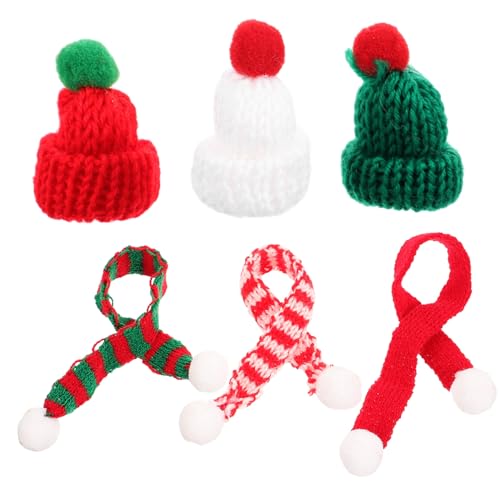 GALPADA 6 Stück Teiliges Mini-wollmützen Bunten Strickschals Handgefertigte Weihnachtsmützen-deko für DIY Schmuck Telefonhüllen und Festliche Bastelprojekte von GALPADA