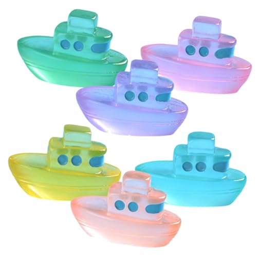 GALPADA 6 Stück Teiliges Miniatur Resin Boot mit Leuchtenden Nachtlichtern Miniaturgarten Dekoration Leichtes Handgefertigtes Bootmodell für Puppenhaus Sandtisch und von GALPADA