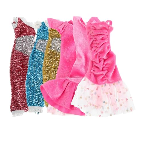 GALPADA 6 Stück Teiliges Pailletten Puppenkleid Glitzerndes EIN Schulter Kostüm Festliches Prinzessinnen Kleid für Puppen Sommerparty Ball Zubehör von GALPADA