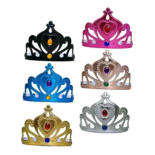 GALPADA 6 Stück Teiliges Stoffkrone mit Dekorativen Haarbändern Party Accessoire für Mädchen Bunte Geburtstags und Festtagskrone in Gold Rot Blau Rosa Schwarz Roségold Silber von GALPADA