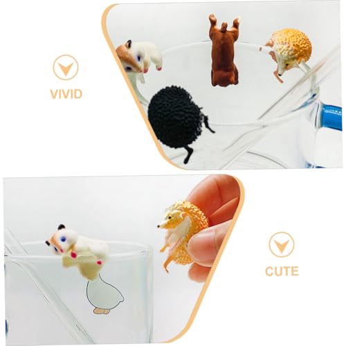 GALPADA 6 Stück Teiliges Tierfigur Igel Hamster Becherrand Dekoration PVC Miniatur Ornamente Realistisch Detailgetreu Niedlich Geschenkidee für Tassenrand Deko Küche Wohnzimmer von GALPADA