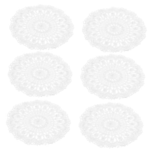 GALPADA 6 Stück Zubehör Für Puppenhäuser Miniatur Matten Leinen Spitze Tischset Mini-hausmöbel- Mini House Decor Mini- -tischmatte Mini-puppenhaus- Weiß Stoff von GALPADA