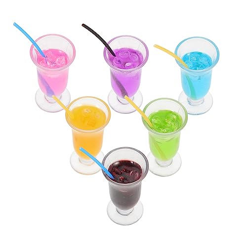 GALPADA 6Stücke Mini Fruchtsaft Cocktail Dekorationen Realistische Simulation Cocktailmodelle für Mini Deko und Sammler Kreative Gestaltung und von GALPADA