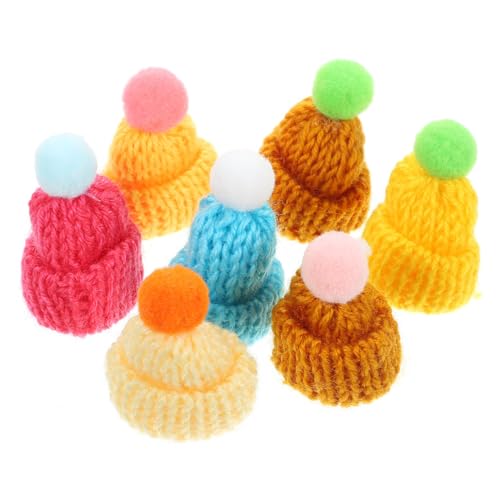 GALPADA 7 Stück Strickmütze Stricken Weihnachtsdekor Winzige Mützen Mini Weihnachten Weinflasche Hut Farbe Frauen Stoffanhänger Ornament Wolle von GALPADA