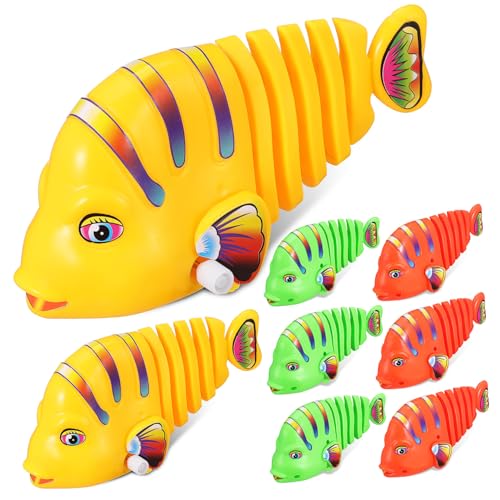 GALPADA 8 Stück Teiliges Bunte Wind Up Fisch Spielzeuge aus Robustem Kunststoff mit Automatischer Schwingbewegung Lustige Badespielzeuge für Pool Planschbecken und Kinderbad Langlebig und von GALPADA