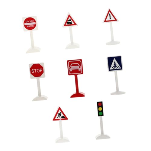 GALPADA 8 Stück Teiliges Mini Verkehrsschild Set Simulierte Verkehrszeichen für Sandtisch und DIY Projekte Lernspielzeug für Verkehrserziehung und Dekoration von GALPADA