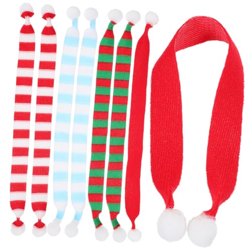 GALPADA 8 Stück Teiliges Mini Weihnachtsstrickschals Kawaii Mini-schal Dekoration für Weinflaschen und Puppen Festliche Langlebige Weihnachtsdeko für Zuhause und DIY Kreativität von GALPADA