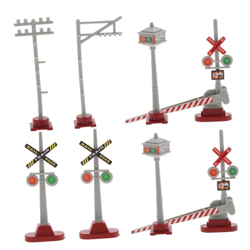 GALPADA 8 Stück Teiliges Modelleisenbahn Verkehrszeichen mit Miniatur Ampeln und Signalen Detailreiche Sandtisch Zubehör für Realistische Bahnhofsszenen für Familien Spiel und DIY von GALPADA
