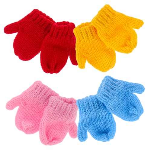 GALPADA 8 Stück Teiliges Puppenhandschuh aus Weicher Wolle Kleine Strickhandschuhe für Puppen Bunte Miniatur Handschuhe Vielseitiges Puppenzubehör für Kreative Spielideen von GALPADA