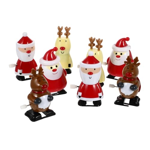GALPADA 8 Stück Teiliges Weihnachts Wind Up mit Santa und Rentier Mechanisches Lauf und Springspielzeug ohne Batterie Mit Glatten Kanten als Weihnachtsstrumpf Füller und GALPADA 8 Stück Teiliges Weihnachts Wind Up mit Santa und Rentier Mechanisches Lauf und Springspielzeug ohne Batterie Mit Glatten Kanten als Weihnachtsstrumpf Füller und von GALPADA