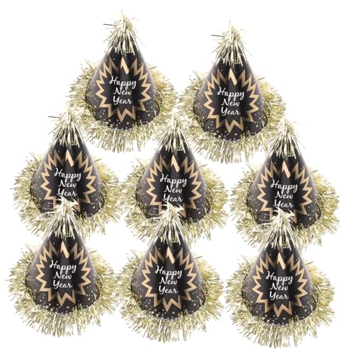 GALPADA 8 Stück Teiliges Year Party Papierhüte mit Schwarzem und Goldenem Farbverlauf Leichte Kegelhüte für Silvester Partydekoration Unisex Einheitsgröße für Neujahrsfeiern von GALPADA
