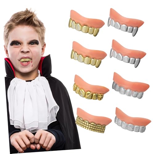 GALPADA 8 Stück Zahnarztprotokoll Falsch Goldene Zähne Erwachsene Hässlich Schlechte Zähne Vortäuschen Beängstigend Cosplay Halloween-Vampir Reißzähne Gefälschte Scharfe Zähne Party PVC GALPADA 8 Stück Zahnarztprotokoll Falsch Goldene Zähne Erwachsene Hässlich Schlechte Zähne Vortäuschen Beängstigend Cosplay Halloween-Vampir Reißzähne Gefälschte Scharfe Zähne Party PVC von GALPADA