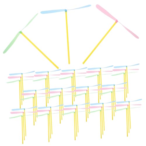 GALPADA 80 Stück Teiliges Lustiger Outdoor Flugspielzeuge Handbetriebene Fliegende Bambus Helikopter Farblich Sortiert Interaktives Kinderspielzeug für Garten und Zufällige Farbe von GALPADA