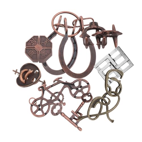 GALPADA 9 Stück Teiliges Luban Lock Metall Puzzle Gehirntraining Denkspiel für Erwachsene Logikrätsel zum Entwirren und Entsperren Pädagogisches Geduldsspiel für Kognitive und Stressabbau von GALPADA