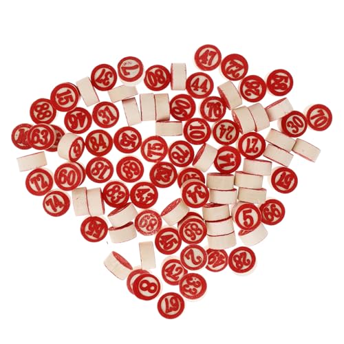 GALPADA 90 Stück Teiliges Holz Zahlen Schachspiel Spielsteine Doppelseitig Rot Family Game Zubehör Vielseitig für Lernspiele und Brettspiele von GALPADA