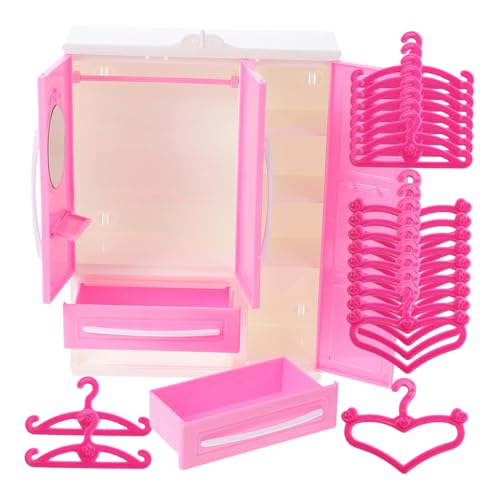 GALPADA Abs Puppen kleiderschrank Teiligem mit Geraden Herzförmigen Kleiderbügeln Mini Garderobe für Puppenkleidung zum Organisieren und Dekorieren von Puppenmöbeln von GALPADA
