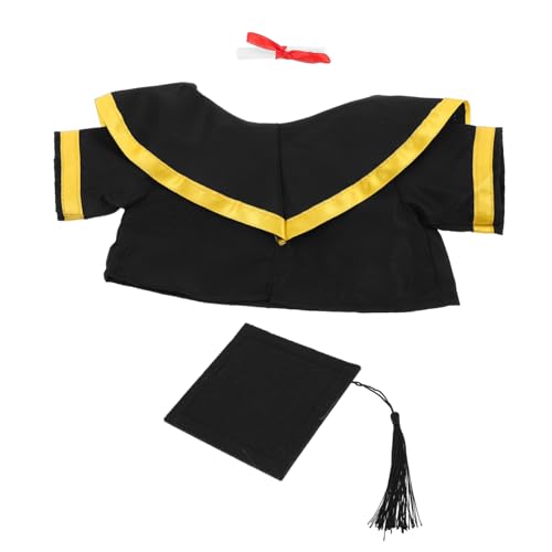 GALPADA Abschlussbär-outfit Bären-plüschtier-kostüm Bärenspielzeugkostüm Grad-hut- Bärenpuppe Cosplay Kleidung Bär Puppenkleidungszubehör Bären-abschlussschal Black Stoff von GALPADA