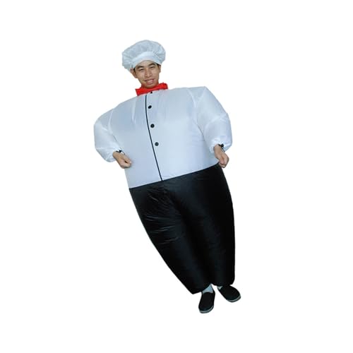 GALPADA Aufblasbares Fat Chef Cosplay Kostüm für Erwachsene Cartoon Kochanzug mit Batteriebetriebenem Leichtes Polyester Atmungsaktiv für Halloween Party Karneval Fasching von GALPADA