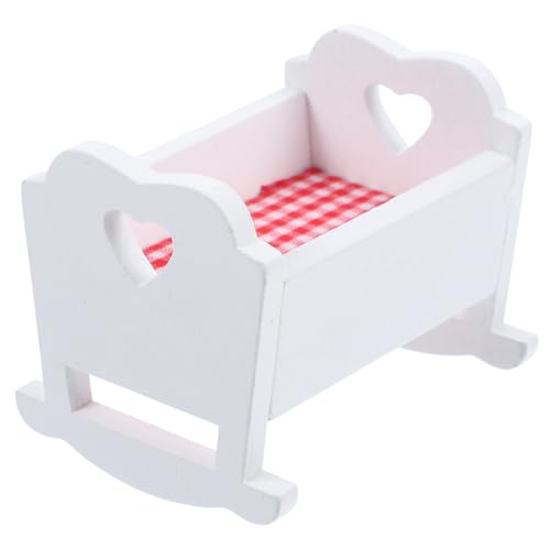 GALPADA Babybett Niedliche Puppenwiege aus Naturholz für Miniaturhäuser Stabil und Langlebig oder Dekoration für Kinderzimmer und Spielzeugregale von GALPADA