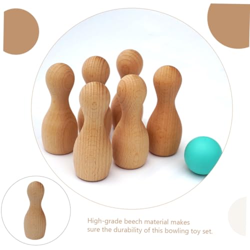 GALPADA Bowling aus Natürlichem Buchenholz DIY Indoor Dekoratives Kegelspiel für Drinnen Sicheres Lernspielzeug für Mädchen und Jungen von GALPADA
