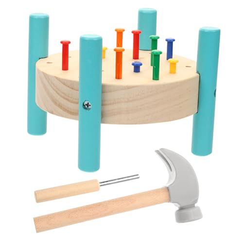GALPADA Bunte Holzwerkbank mit Nagelspielzeug für Ab Jahr Montessori Lernspielzeug zum Hämmern und Schlagen Fördert Hand Auge Koordination und Konzentration Leicht und Tragbar für Zuhause von GALPADA