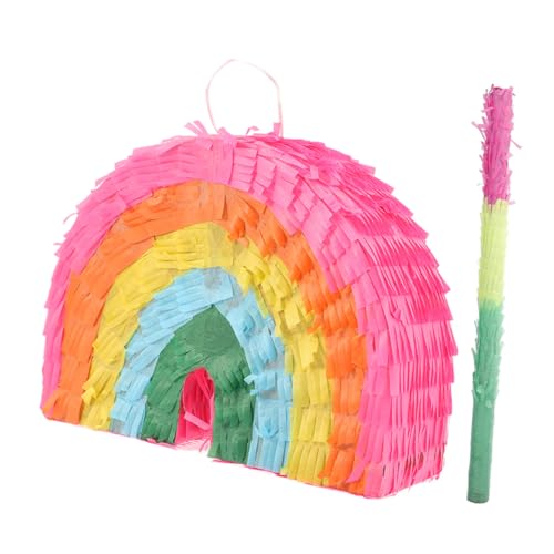 GALPADA Bunte Regenbogen Pinata mit Schlagstäben Kindergeburtstag Partyspiel Süßigkeitenfüllung Partydeko für Mädchen Jungen Geburtstagsfeier Kinderparty Spaß GALPADA Bunte Regenbogen Pinata mit Schlagstäben Kindergeburtstag Partyspiel Süßigkeitenfüllung Partydeko für Mädchen Jungen Geburtstagsfeier Kinderparty Spaß von GALPADA