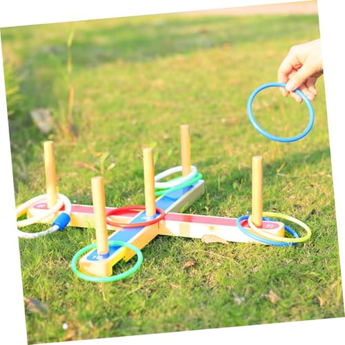 GALPADA Buntes Holz Ringwurfspiel für Erwachsene Lernspielzeug mit Farbenfrohen Ringen und Cartoon Motiven Drinnen und Draußen nutzbar Fördert Farben Zahlenverständnis von GALPADA