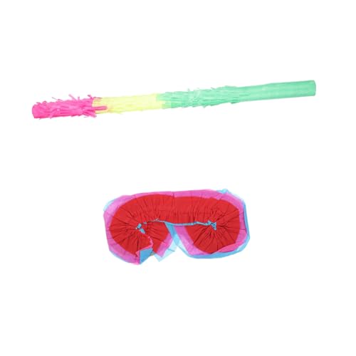 GALPADA Buntes Pinata mit Papierstab und Augenbinde Leicht und Robust für Kindergeburtstag Lustiges Partyspiel Zubehör für Fröhliche Feiern von GALPADA