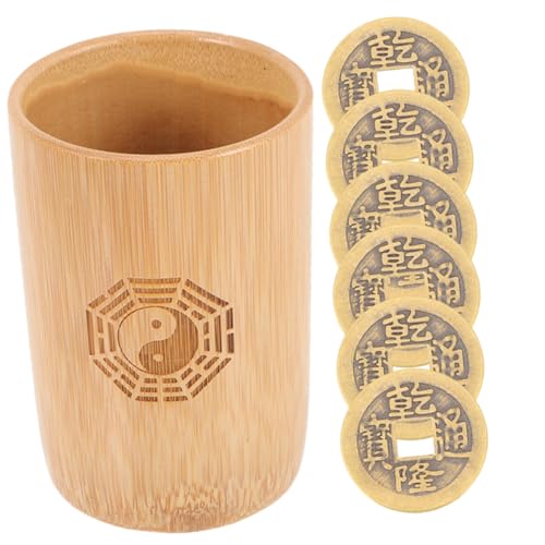 GALPADA Chinesisches Wahrsage Bambuseimer mit Kupfermünzen für Traditionelle Divination Familienspiel Feng Shui Glücksbringer Zubehör GALPADA Chinesisches Wahrsage Bambuseimer mit Kupfermünzen für Traditionelle Divination Familienspiel Feng Shui Glücksbringer Zubehör von GALPADA