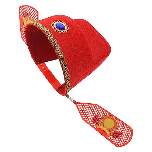 GALPADA Cosplay Kostüm Hut Chinesischer Stil Roter Filzhut für Fasching und Frühlingsfest Party Bühnenauftritt Kinderkostüm Zubehör von GALPADA