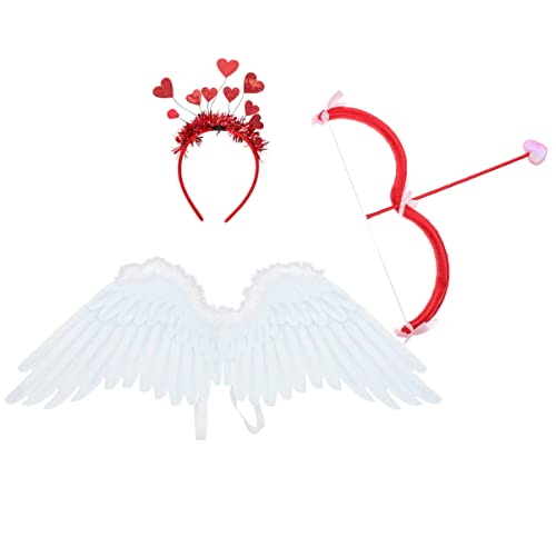 GALPADA Cupid Kostüm Set Angel Wings& Cupid Bow& Love Hairband Halloween Weihnachten Valentinstag Party Cosplay für Mädchen Jungen Frauen Kinder Erwachsener von GALPADA
