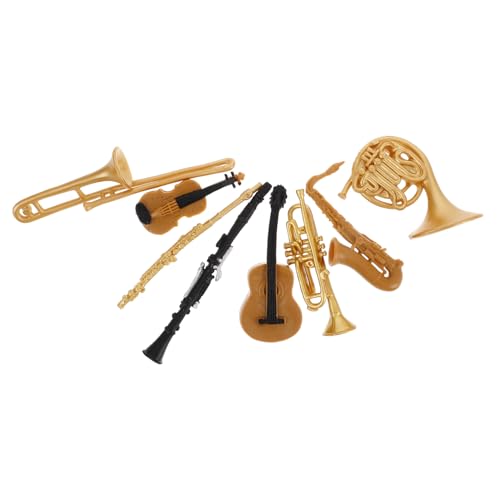 GALPADA Delikates Miniatur instrumenten Set mit Saxophon Trompete Violine Gitarre Widerstandsfähig Realistisch Niedliche Miniatur Hausdekoration für Musiker und Sammler von GALPADA