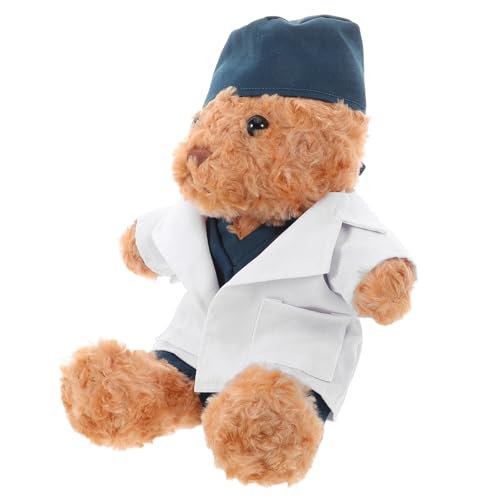 GALPADA Doctor Bear Plüschfigur mit Arzt Outfit Weiches Kuscheltier Dekorativer Stoffbär Kreatives für Sammler Besonderer Anlässe von GALPADA