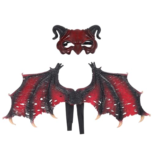 GALPADA Drachenkostüm-Set Für Kinder Karneval Party Requisite Teufelsflügel Dino-Maske Mit Horn Halloween-Dämon Cosplay-Kostüm Für Maskerade-Party Damen Und Herren von GALPADA