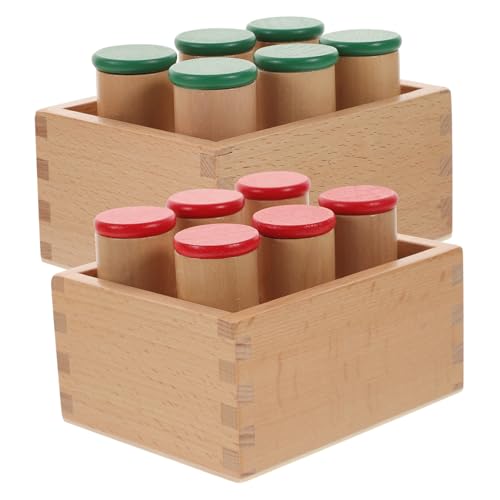 GALPADA Educational Holz Klangzylinder Interaktives Sensorisches Montessori Lernspielzeug für Fächer mit Verschiedenen Klangobjekten Fördert Hörtraining und Motorische Fähigkeiten von GALPADA