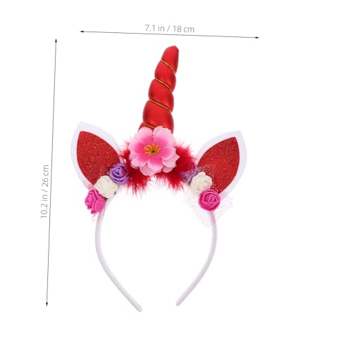 GALPADA Einhorn Haarreif Rot Flauschig Leicht Party Kopfschmuck Mädchen Fasching Accessoire GALPADA Einhorn Haarreif Rot Flauschig Leicht Party Kopfschmuck Mädchen Fasching Accessoire von GALPADA