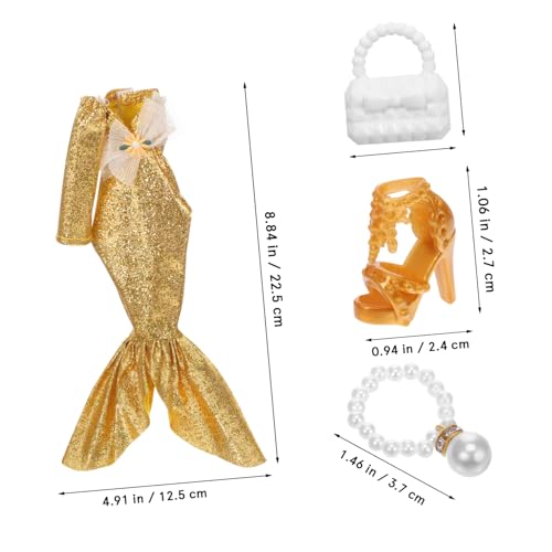 GALPADA Elegantes Puppenkleid mit Meerjungfrau Abendkleid Glitzerndes Kleid Handtasche Halskette und High Heels Puppenkleidung Zubehör für Kreatives Ankleiden von Kleinkindern GALPADA Elegantes Puppenkleid mit Meerjungfrau Abendkleid Glitzerndes Kleid Handtasche Halskette und High Heels Puppenkleidung Zubehör für Kreatives Ankleiden von Kleinkindern von GALPADA