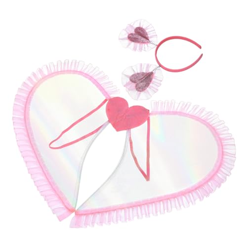 GALPADA Engelsflügel für Mädchen mit Herzmotiv Leichter Bequem und Sicher für Kinderfest Geburtstag Karneval Bühnenauftritt Cosplay und Partydekoration Teilig Rosa von GALPADA