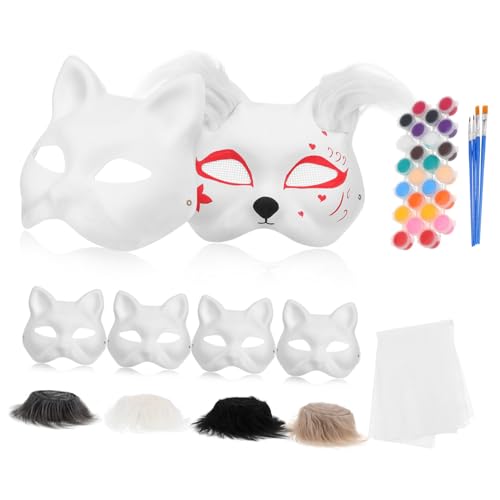 GALPADA Färbung Katze Dekorative Masken Papier Tier Handwerk Maskerade Blank Party Farbe Basteln Halloween Handwerk Kostüm Malerei Halb Unbemalt Für Zu von GALPADA