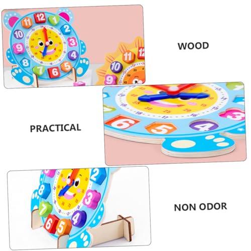 GALPADA Frühpädagogisches Holzspielzeug Lernuhr mit Zahlenformen Bunter Cartoon Wecker für Fein Geschliffenes Puzzle zum Uhrzeit Lernen Motorische Fähigkeiten Fördern von GALPADA