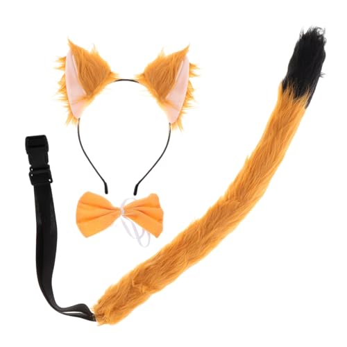 GALPADA Fuchsohren Kostüm Set mit Kunstpelz Stirnband und Fuchsschwanz Langlebig und Bequem Geeignet für Fasching Halloween Cosplay Partys und Rollenspiele von GALPADA