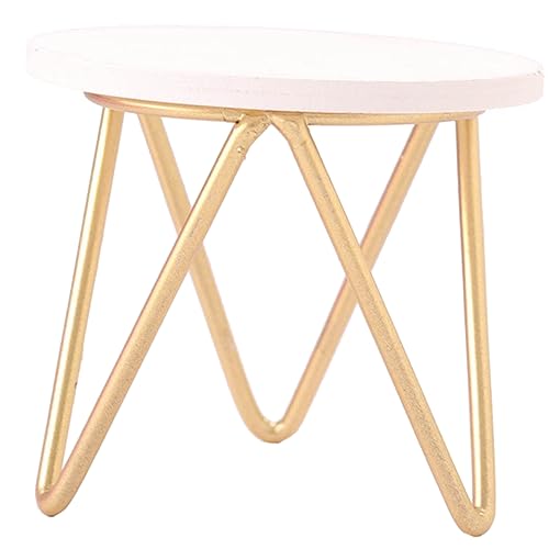 GALPADA Goldenem Fuß Und Weißer Tischplatte Für Mini Dekoration Und Puppenspielsets von GALPADA